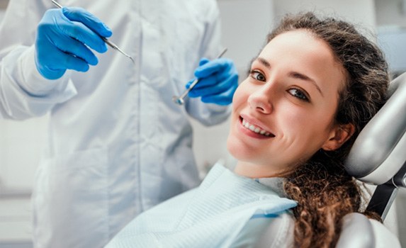 a patient visiting their dentist in Rockwall