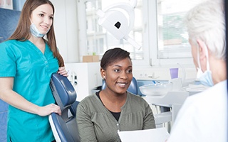 Dentist helping patient with a dental emergency in Rockwall