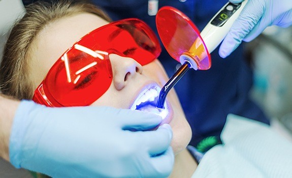 Patient receiving protective dental sealants