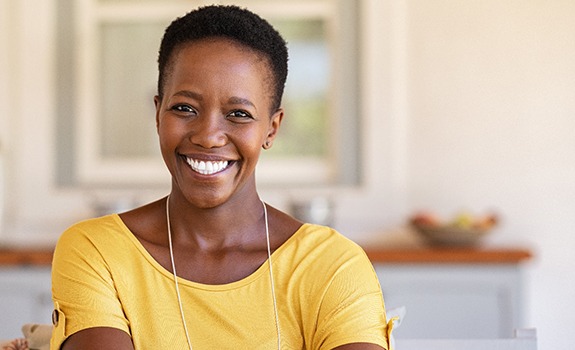 woman smiling with veneers in Rockwall