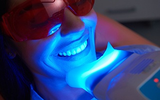 woman undergoing in-office whitening procedure